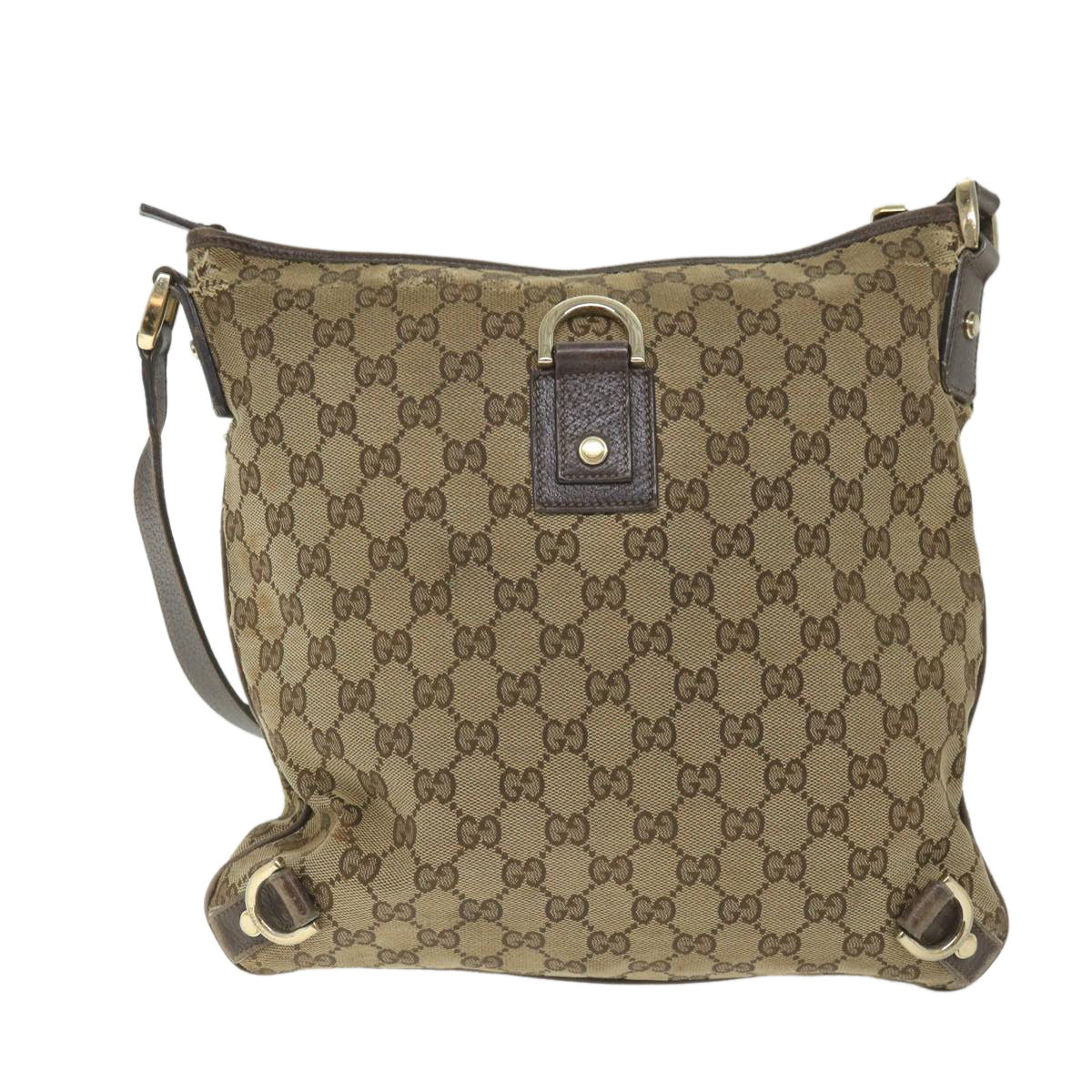 GUCCI GG Canvas Shoulder Bag Beige 131326 Auth 58039