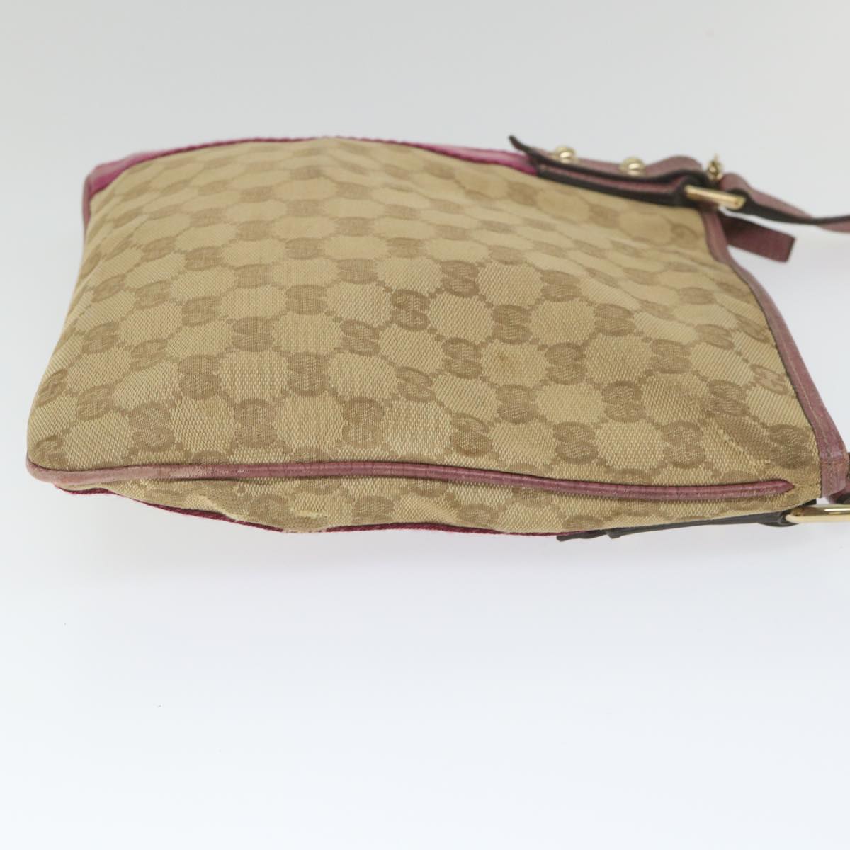 GUCCI GG Canvas Sherry Line Shoulder Bag Beige Pink 144388 Auth 58040