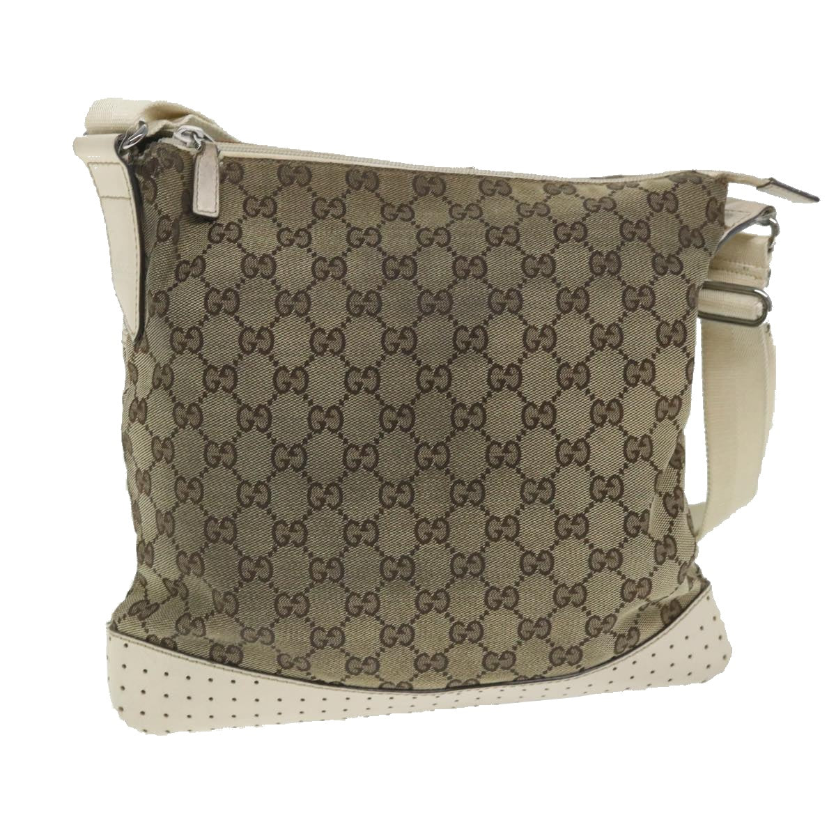 GUCCI GG Canvas Shoulder Bag Beige 145857 Auth 58042