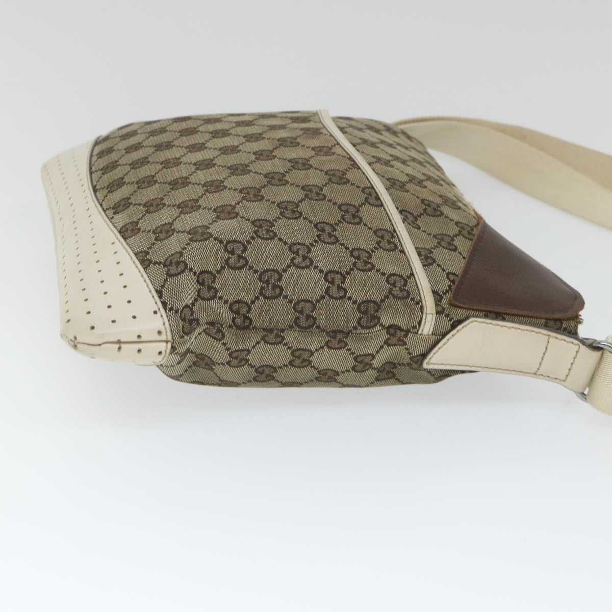 GUCCI GG Canvas Shoulder Bag Beige 145857 Auth 58042