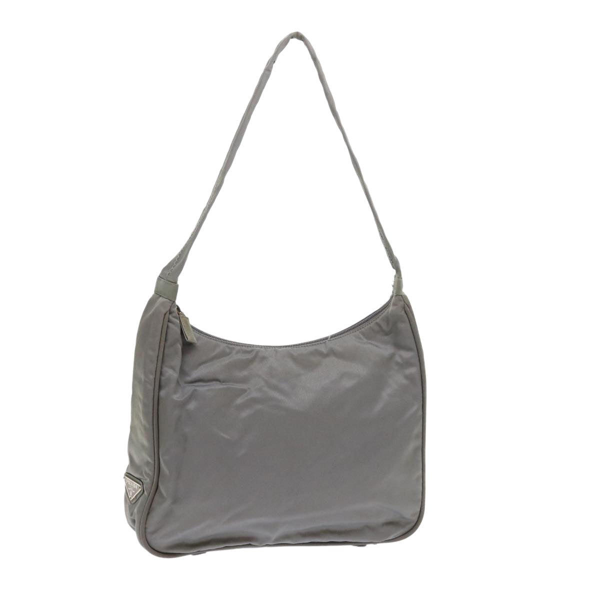 PRADA Shoulder Bag Nylon Gray Auth 58077