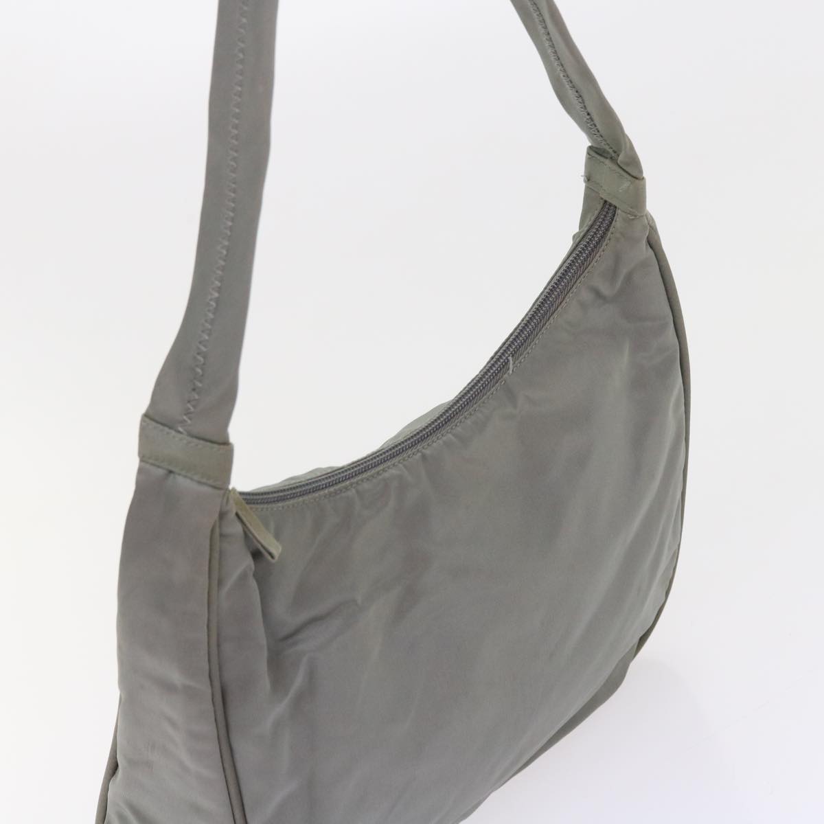 PRADA Shoulder Bag Nylon Gray Auth 58077