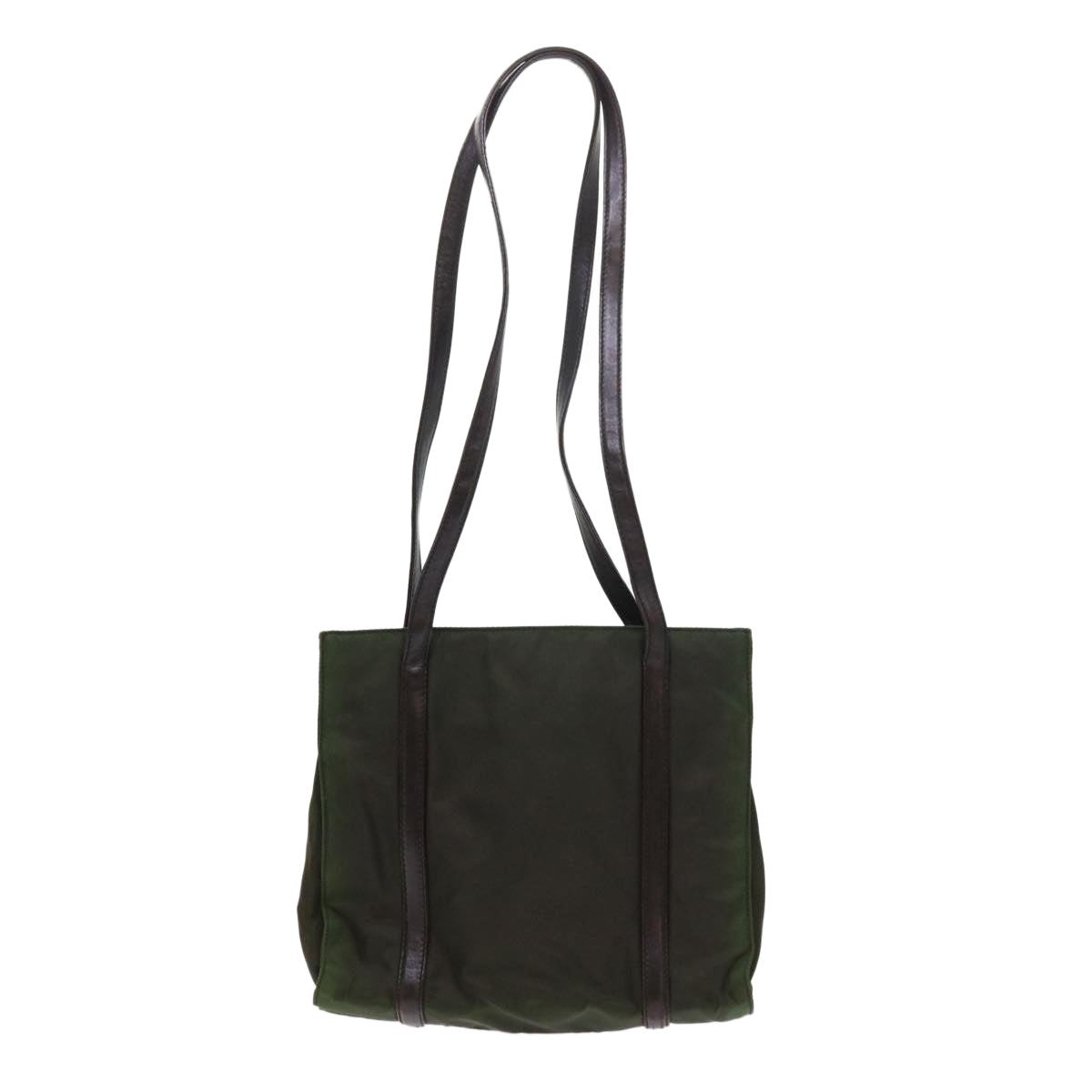 PRADA Shoulder Bag Nylon Leather Khaki Auth 58097