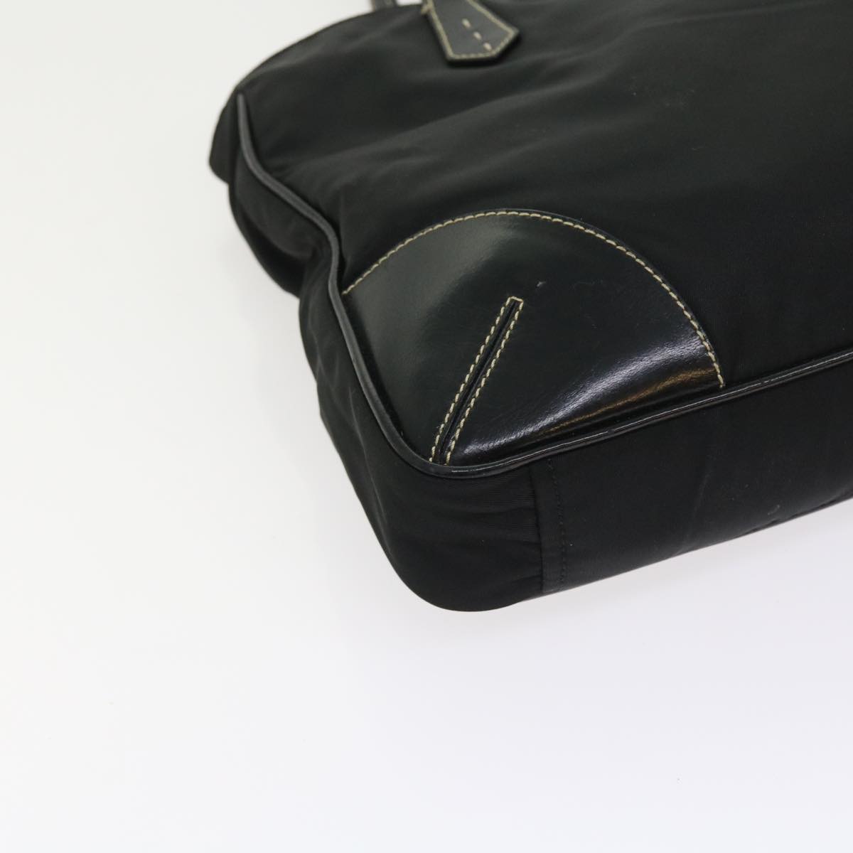 PRADA Hand Bag Nylon Leather Black Auth 58099