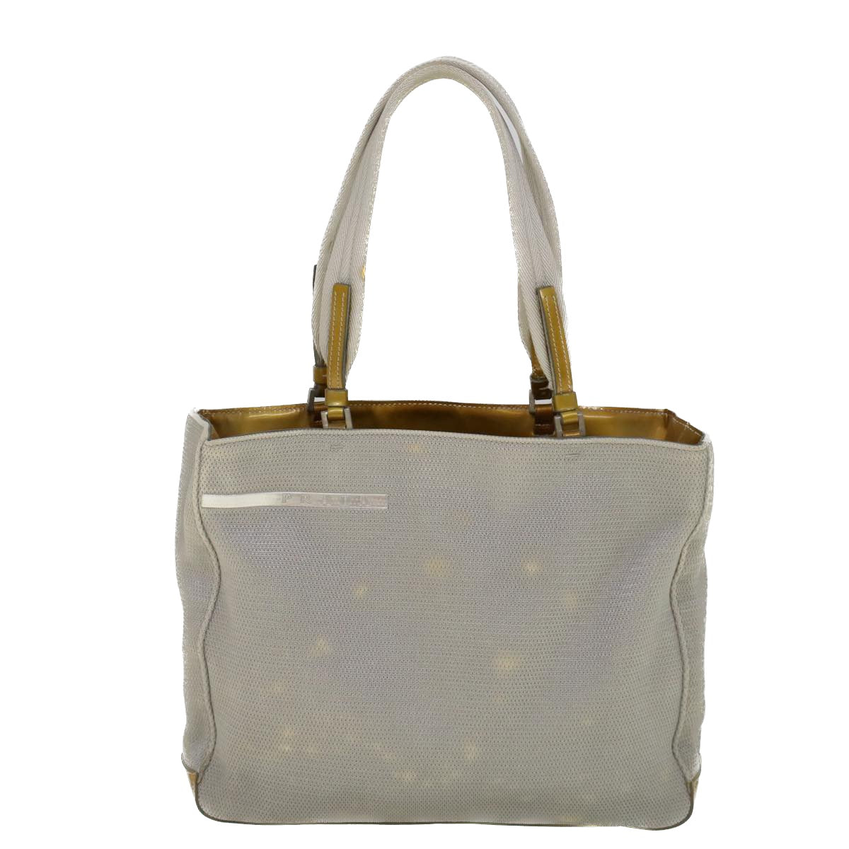 PRADA Hand Bag Nylon Enamel Gray Gold Auth 58105 - 0