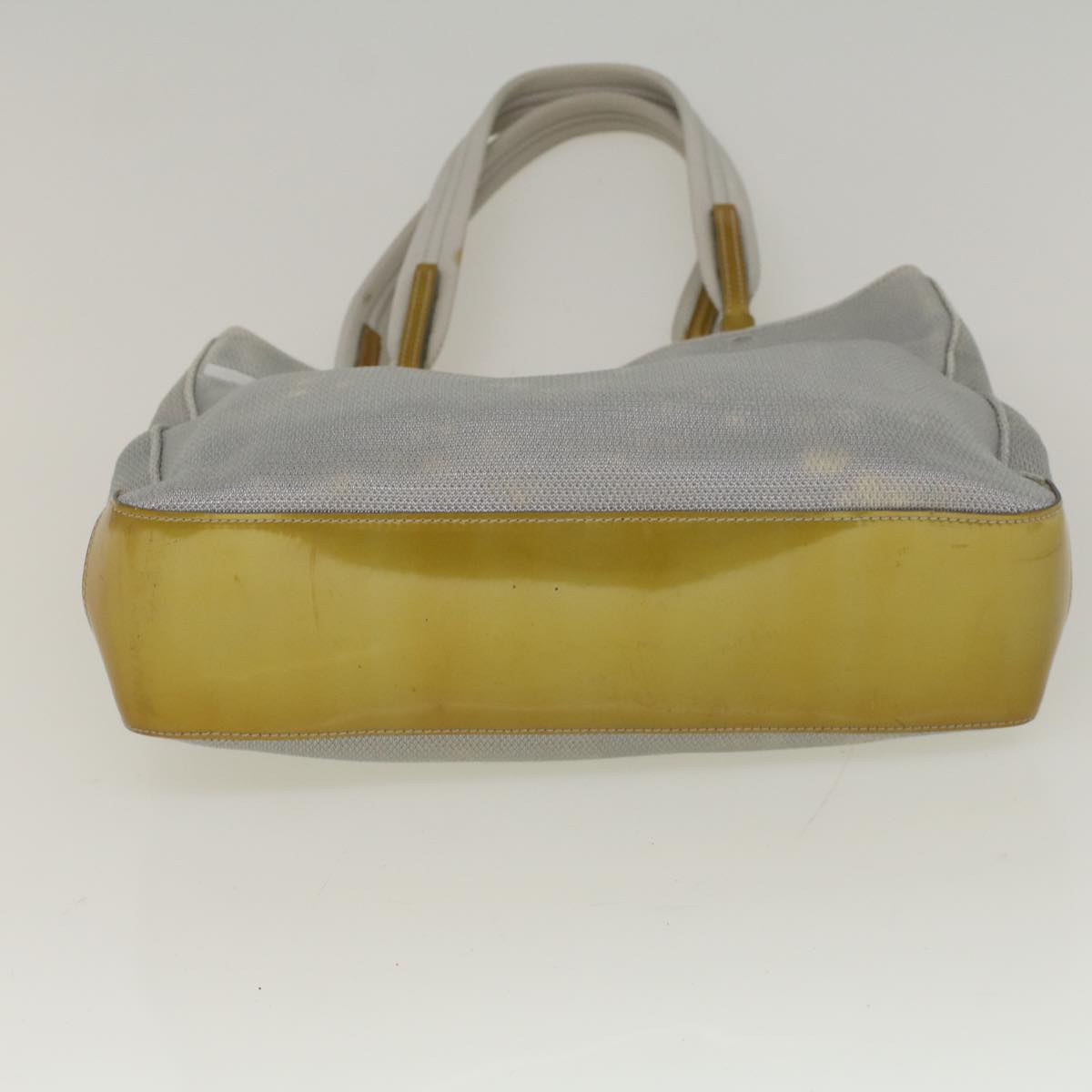 PRADA Hand Bag Nylon Enamel Gray Gold Auth 58105