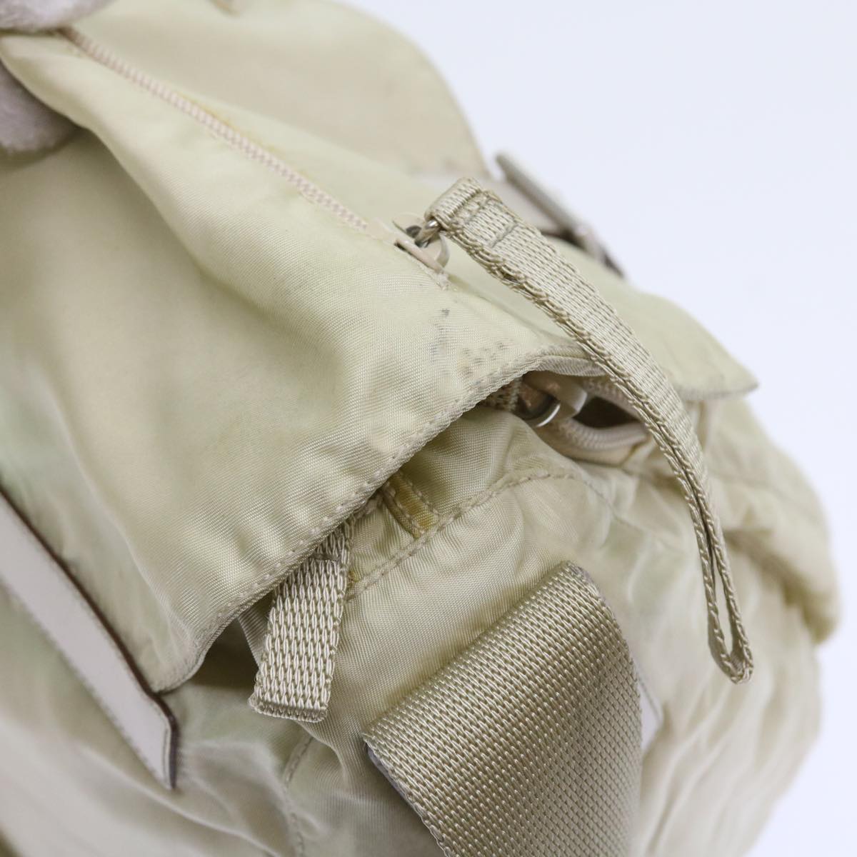 PRADA Shoulder Bag Nylon Cream Auth 58108