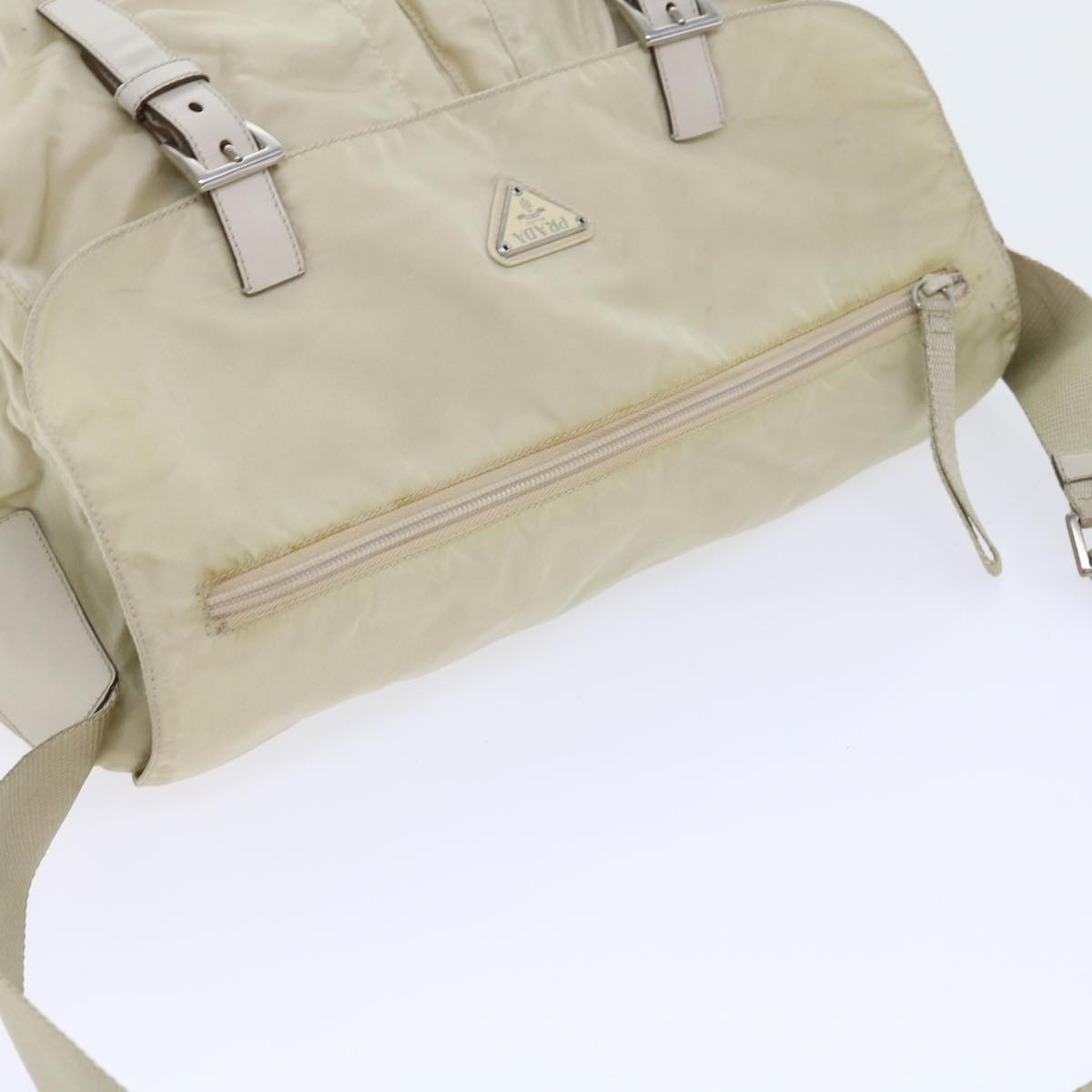 PRADA Shoulder Bag Nylon Cream Auth 58108