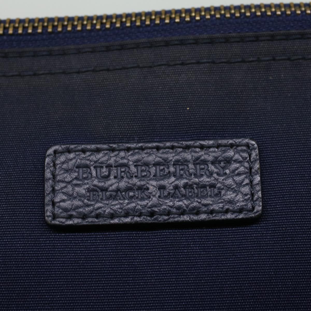 BURBERRY Black label Clutch Bag Nylon Leather Navy Auth 58127