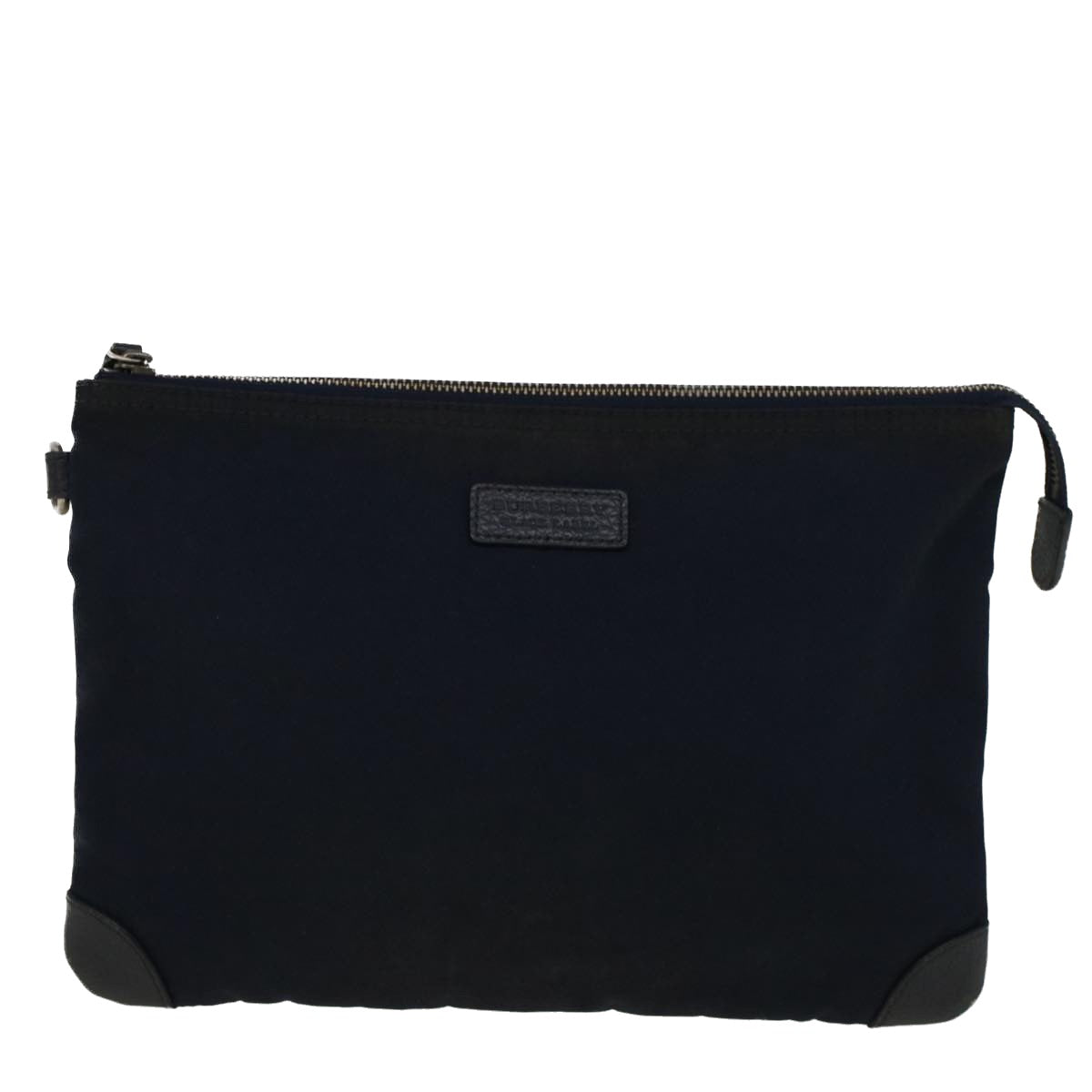 BURBERRY Black label Clutch Bag Nylon Leather Navy Auth 58127