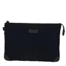 BURBERRY Black label Clutch Bag Nylon Leather Navy Auth 58127-2