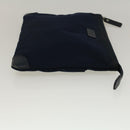 BURBERRY Black label Clutch Bag Nylon Leather Navy Auth 58127-4