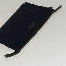 BURBERRY Black label Clutch Bag Nylon Leather Navy Auth 58127-6