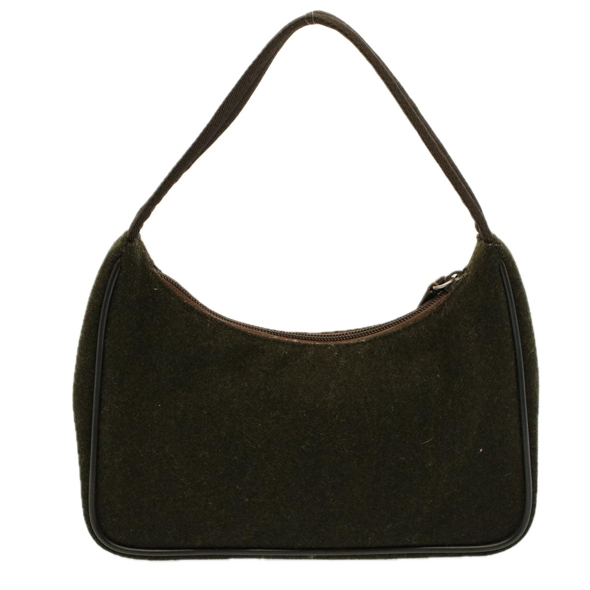PRADA Shoulder Bag Wool Khaki Auth 58202 - 0