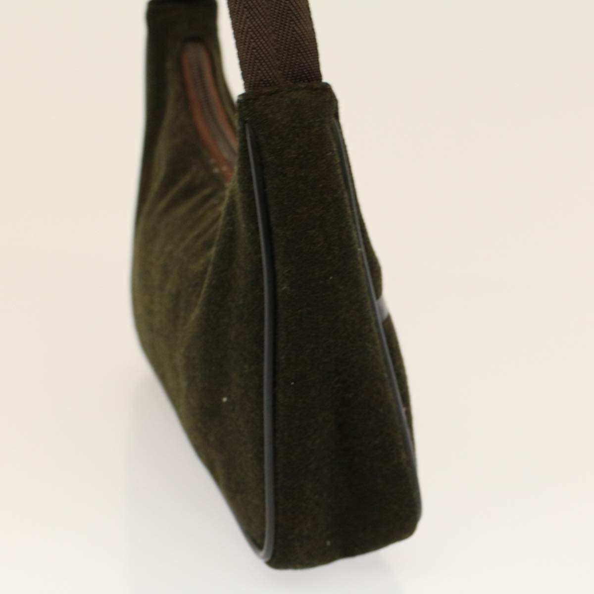 PRADA Shoulder Bag Wool Khaki Auth 58202