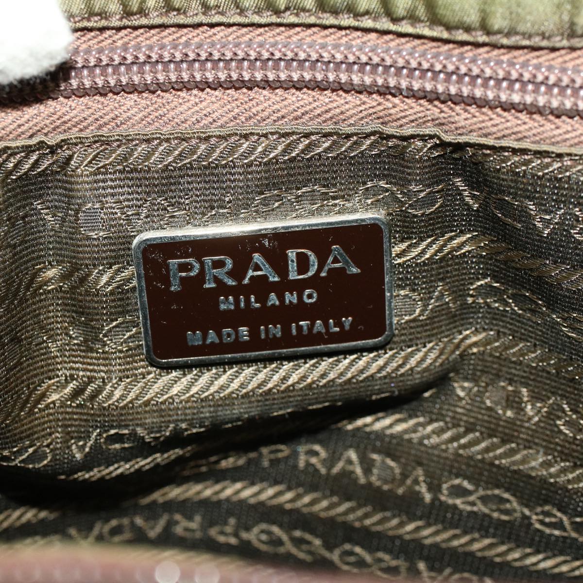 PRADA Hand Bag Nylon Khaki Auth 58218