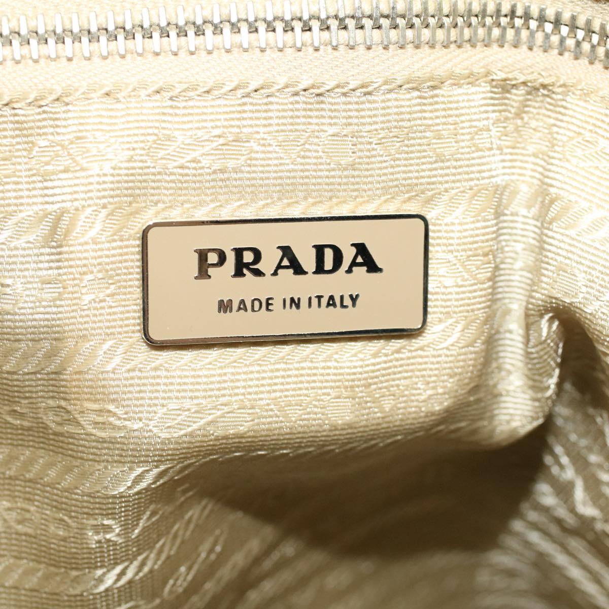 PRADA Hand Bag Nylon Beige Auth 58219