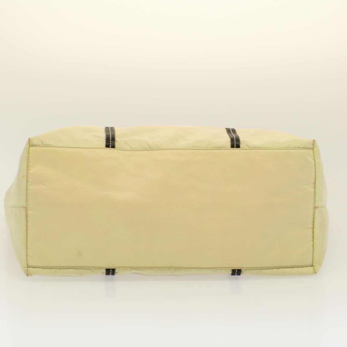PRADA Hand Bag Nylon Beige Auth 58219