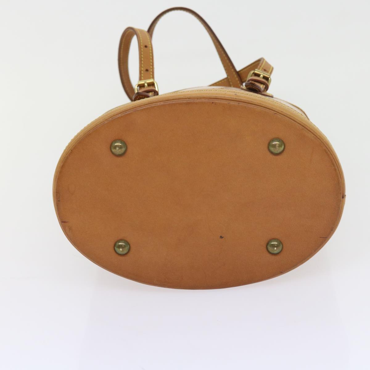LOUIS VUITTON Nomad Leather Bucket PM Shoulder Bag Beige M85001 LV Auth 58293