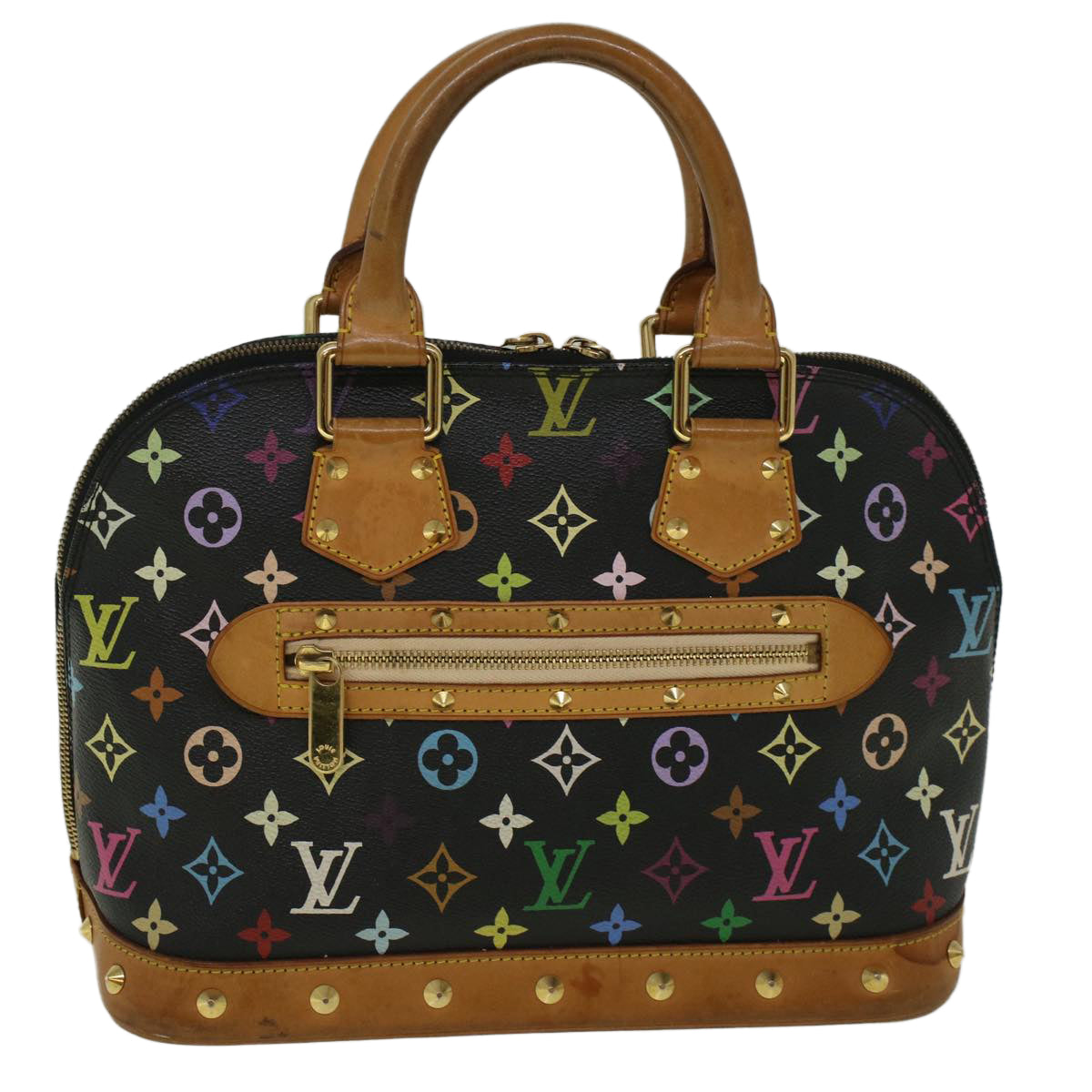 LOUIS VUITTON Monogram Multicolor Alma Hand Bag Black M92646 LV Auth 58295