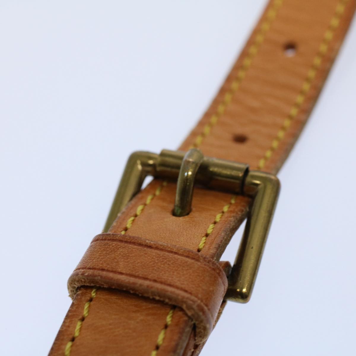LOUIS VUITTON Adjustable Shoulder Strap Leather 30.3""-37"" Beige LV Auth 58315