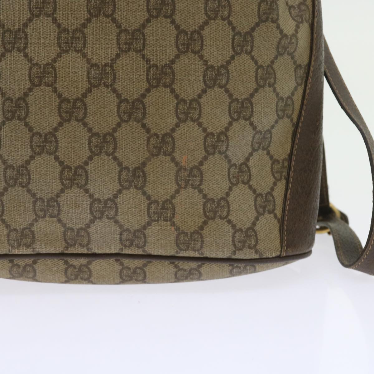 GUCCI GG Canvas Web Sherry Line Shoulder Bag PVC Leather Beige Green Auth 58321