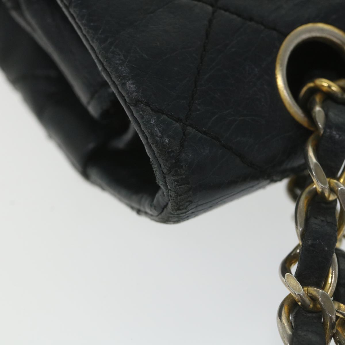 CHANEL Matelasse Chain Shoulder Bag Lamb Skin Black CC Auth 58348A