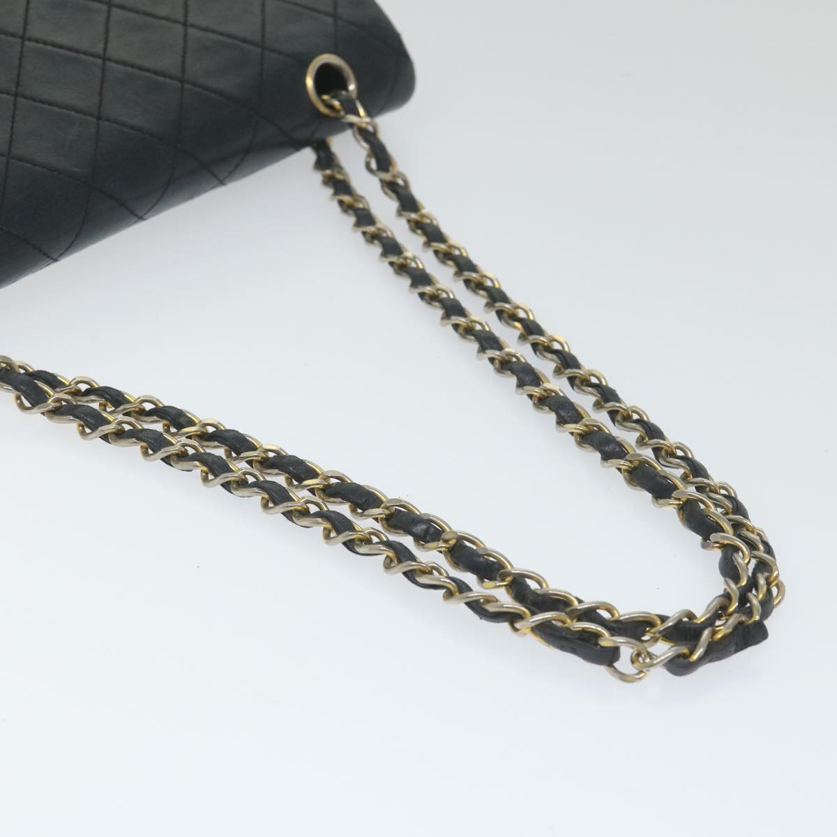 CHANEL Matelasse Chain Shoulder Bag Lamb Skin Black CC Auth 58348A