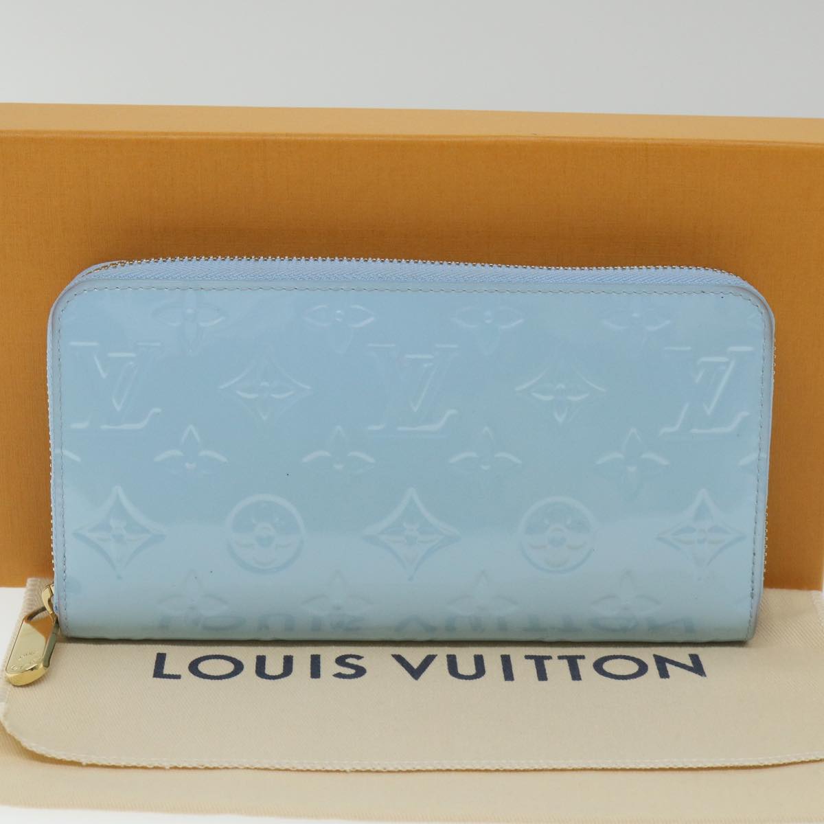 LOUIS VUITTON Monogram Vernis Zippy Wallet Lollipop blue M81888 LV Auth 58373A