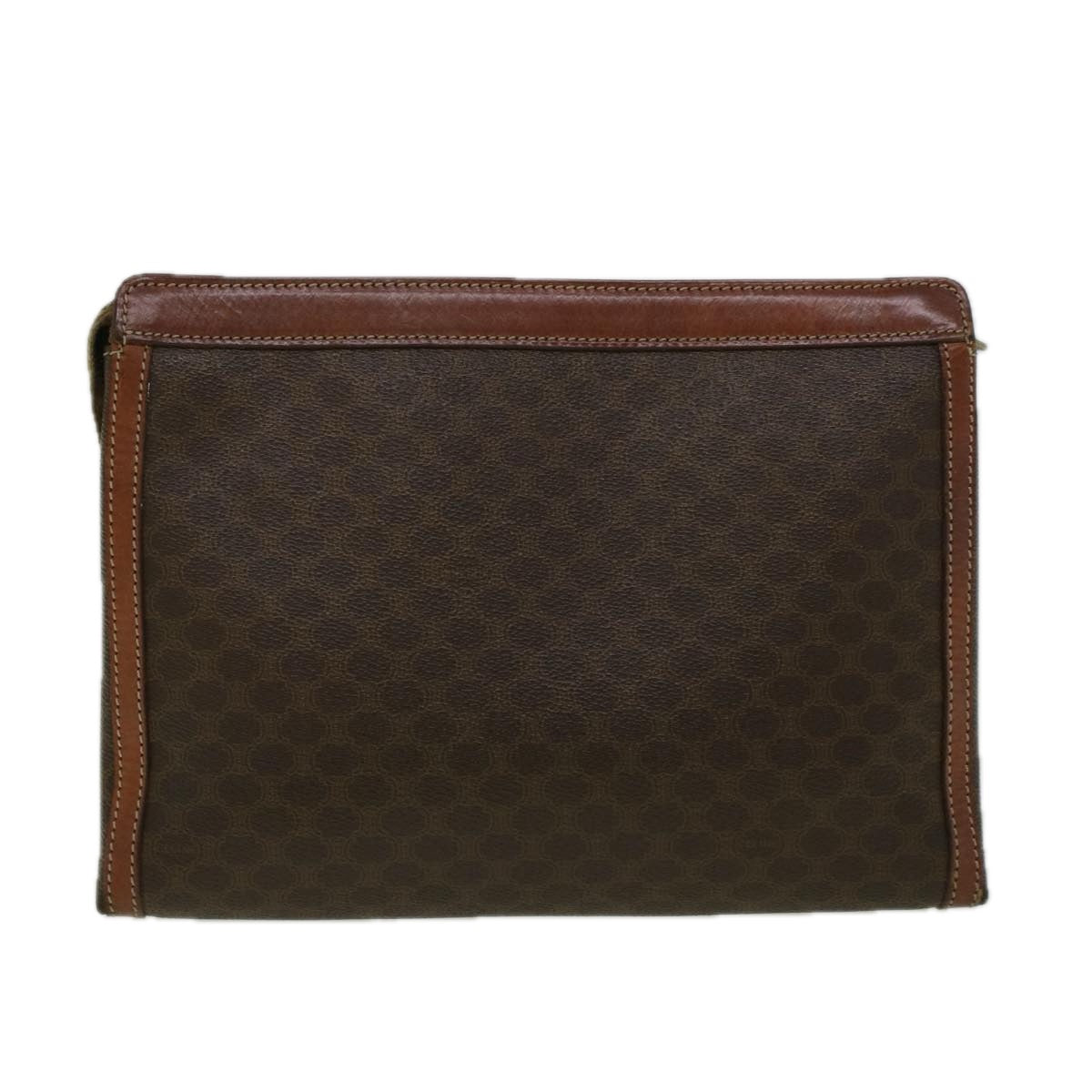 CELINE Macadam Canvas Clutch Bag PVC Leather Brown Auth 58407 - 0
