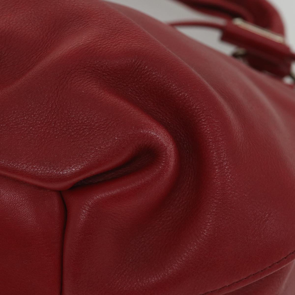 CELINE Shoulder Bag Leather Red Auth 58409