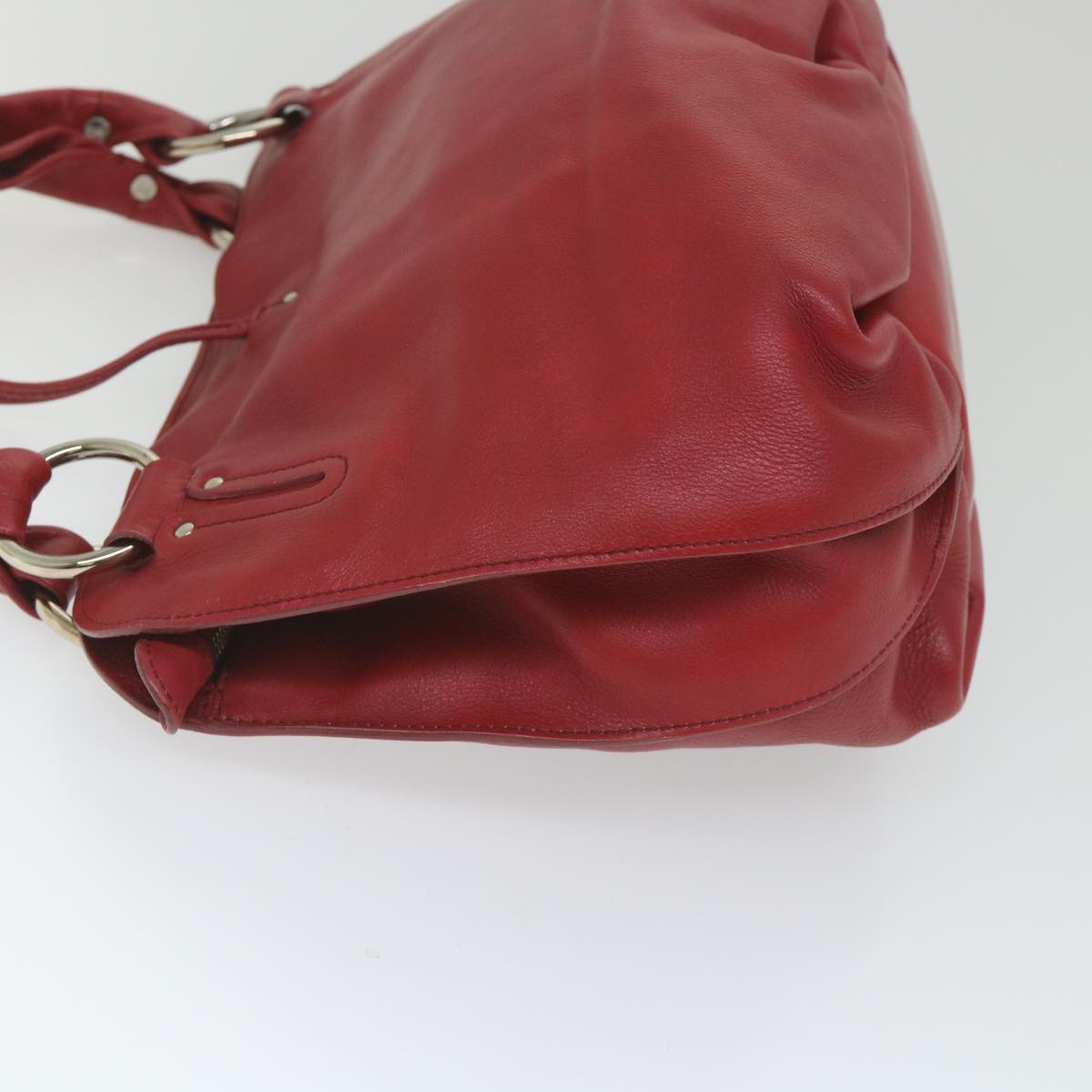 CELINE Shoulder Bag Leather Red Auth 58409