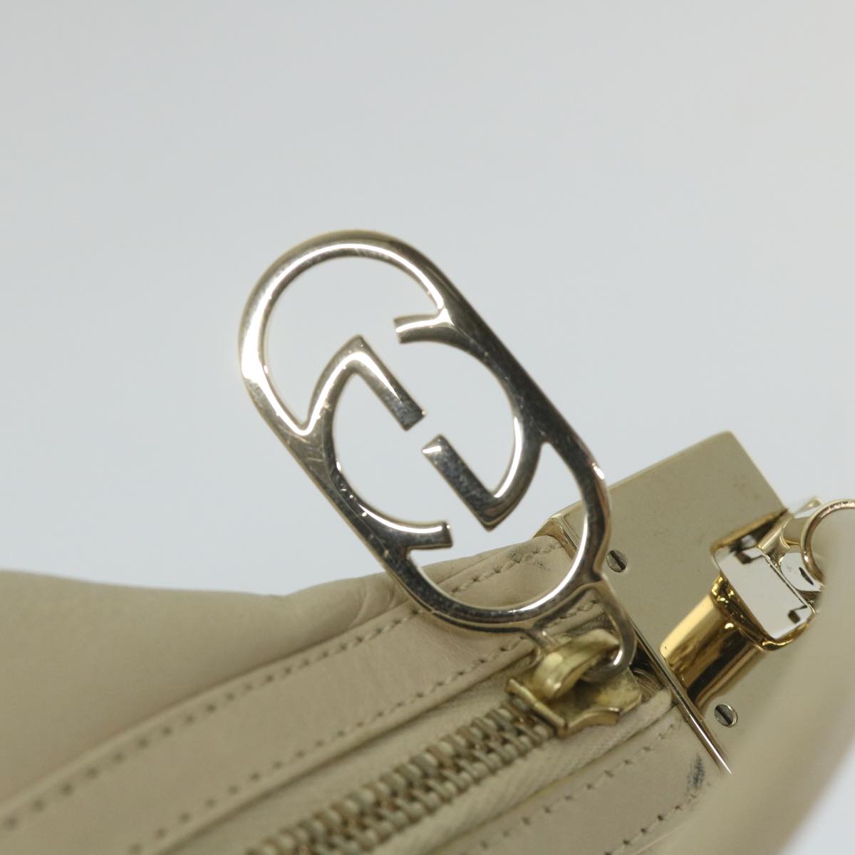 GUCCI Shoulder Bag Leather Beige 001 3814 203419 Auth 58412