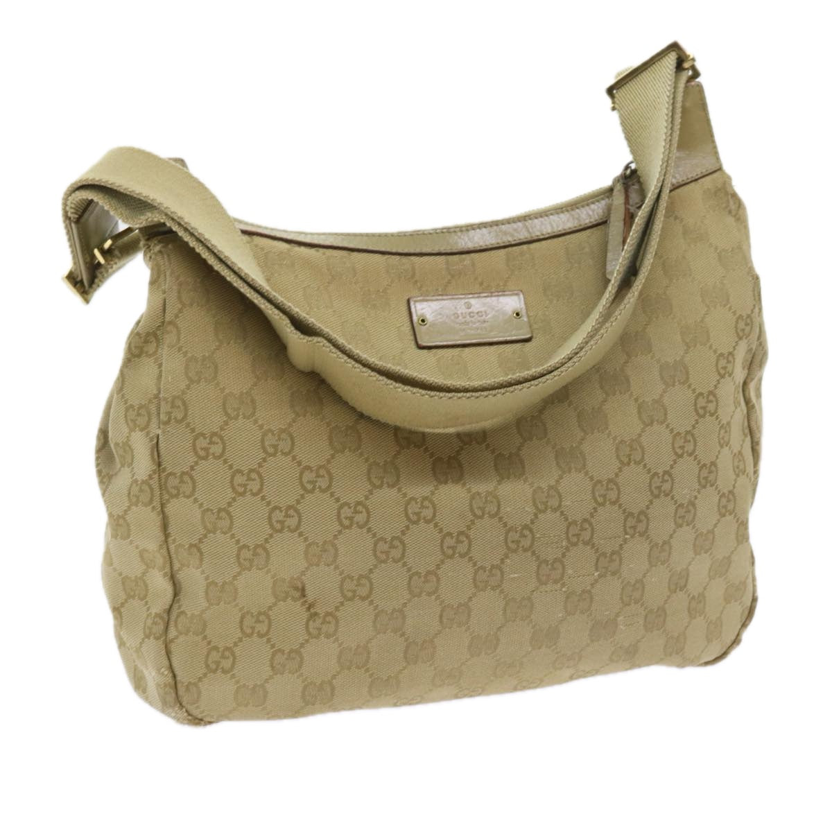 GUCCI GG Canvas Shoulder Bag Beige 90762 Auth 58417