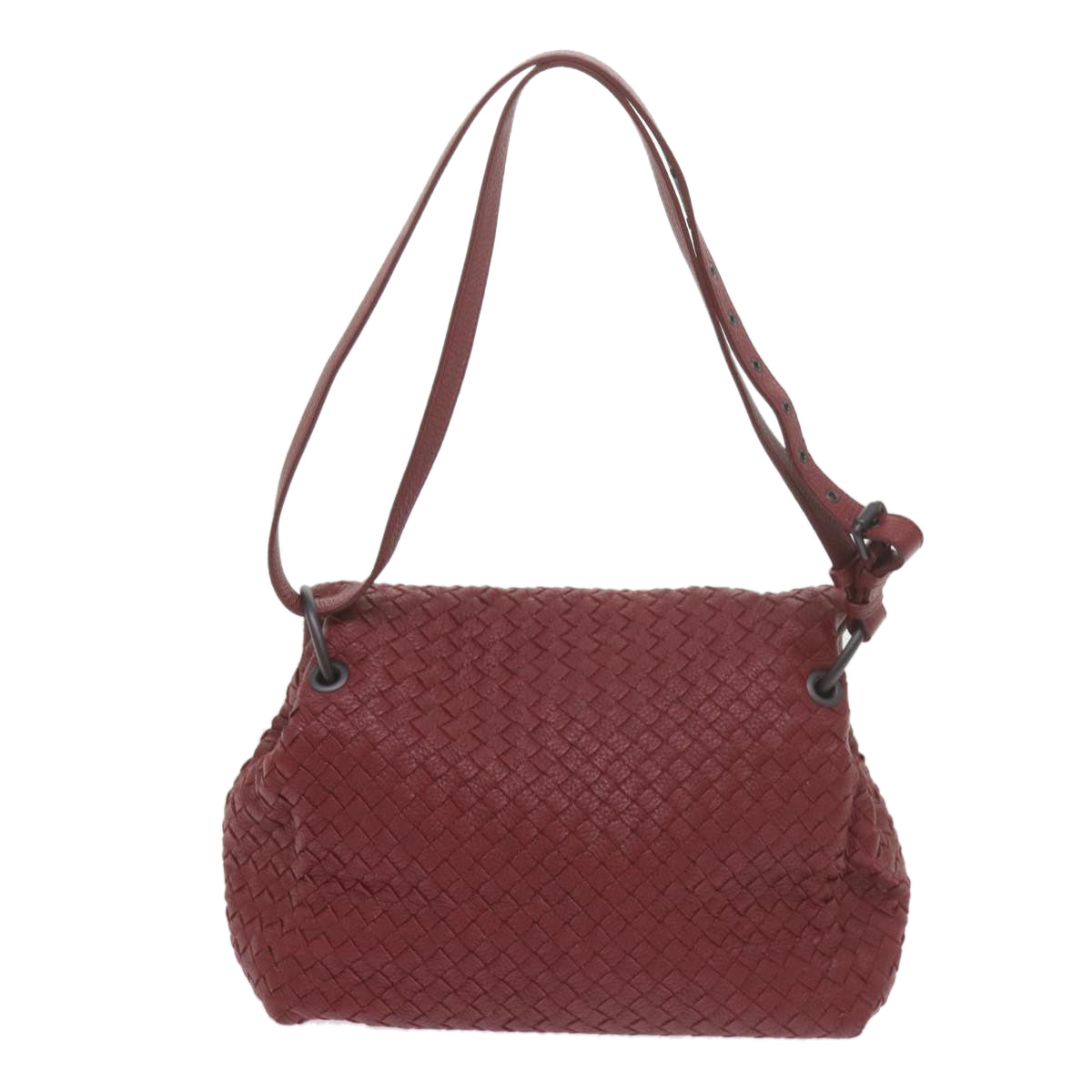BOTTEGA VENETA INTRECCIATO Shoulder Bag Leather Red Auth 58423