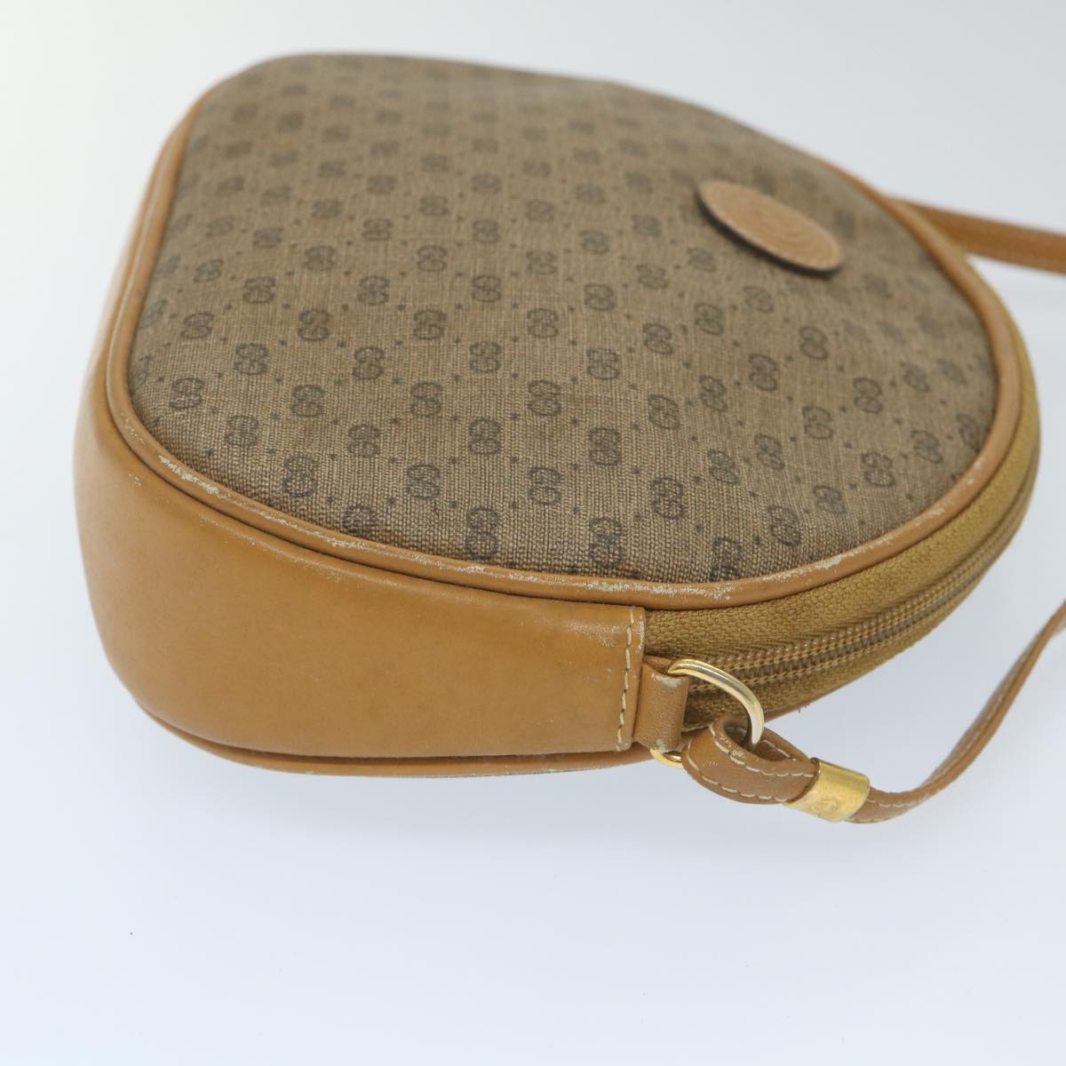 GUCCI Micro GG Canvas Shoulder Bag PVC Leather Beige Auth 58442