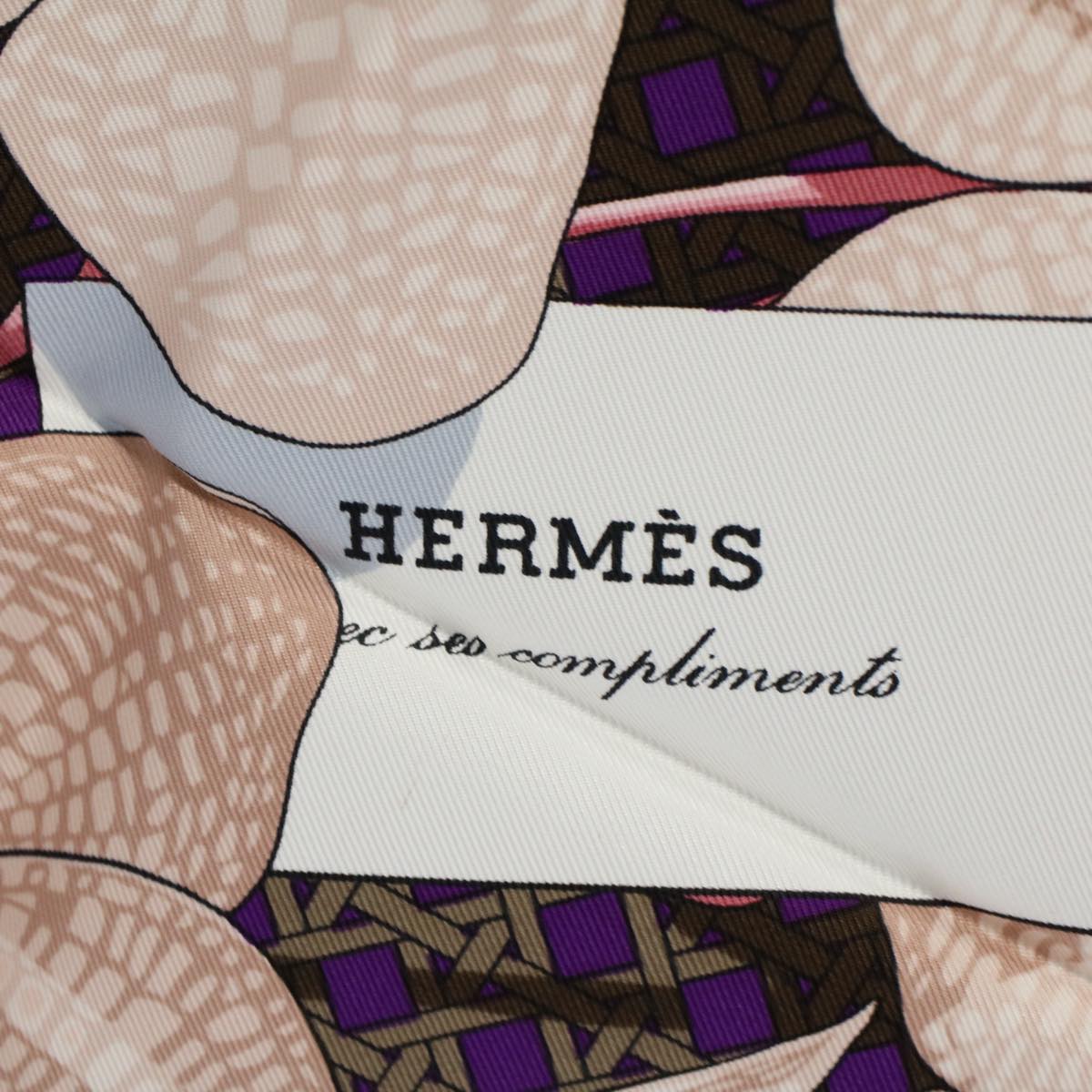 HERMES Carre 90 Souvenirs d´Asie Scarf Silk Brown Auth 58490