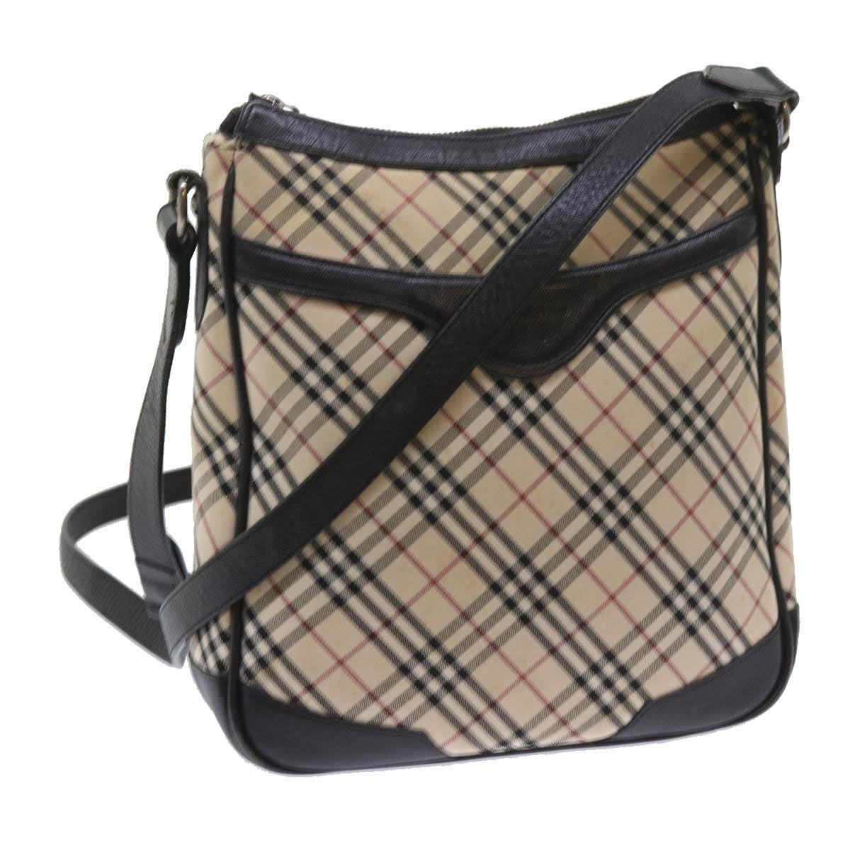 BURBERRY Nova Check Shoulder Bag Nylon Canvas Beige Auth 58493