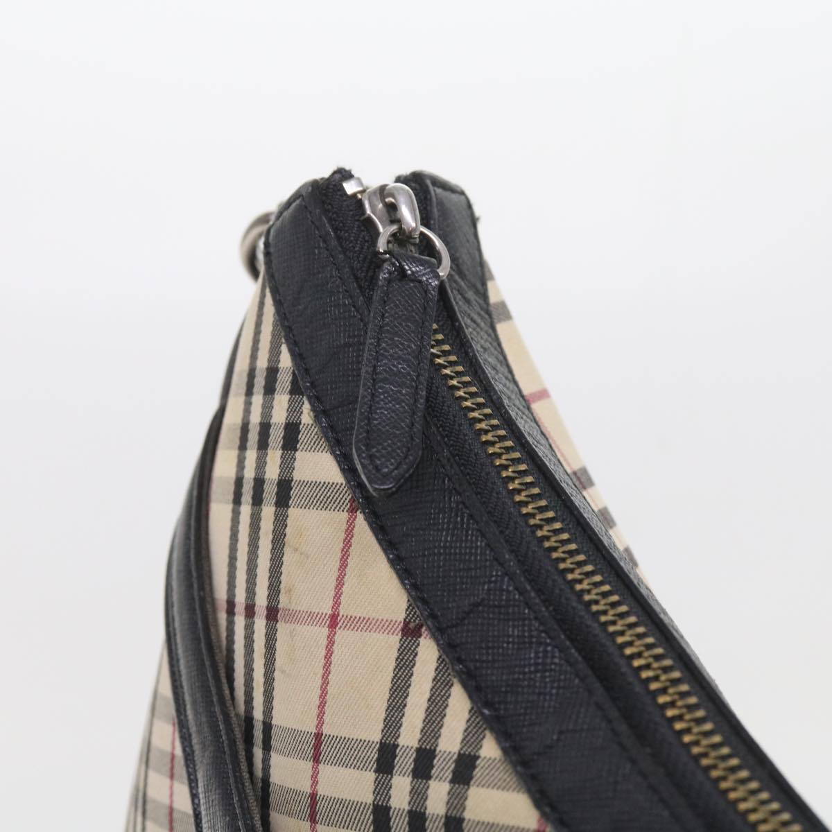 BURBERRY Nova Check Shoulder Bag Nylon Canvas Beige Auth 58493