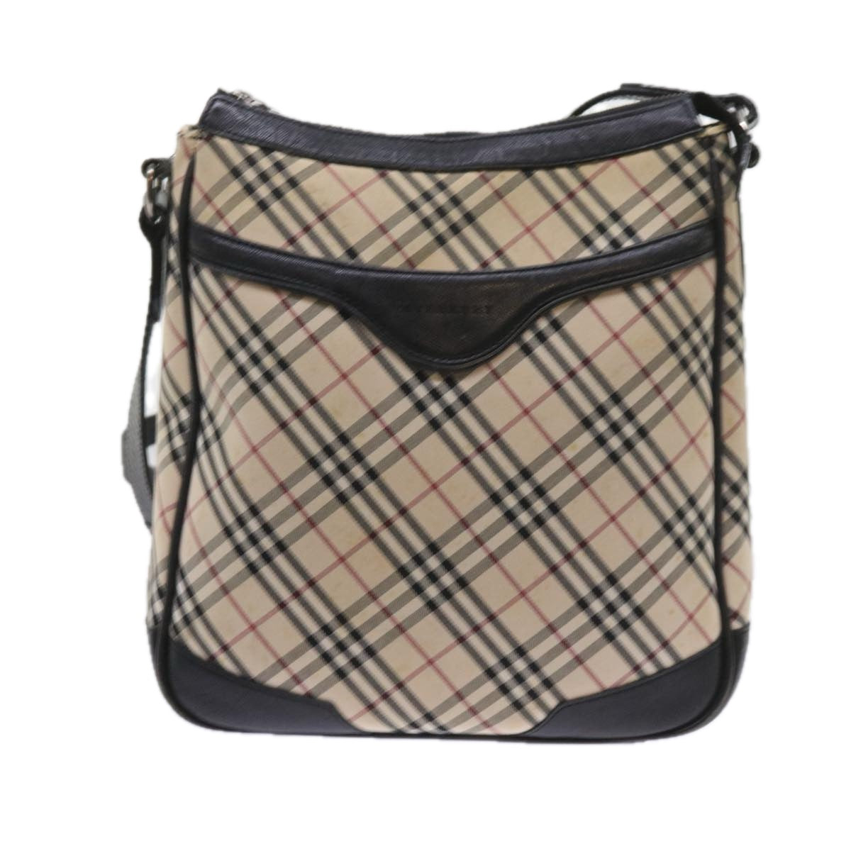 BURBERRY Nova Check Shoulder Bag Nylon Canvas Beige Auth 58493