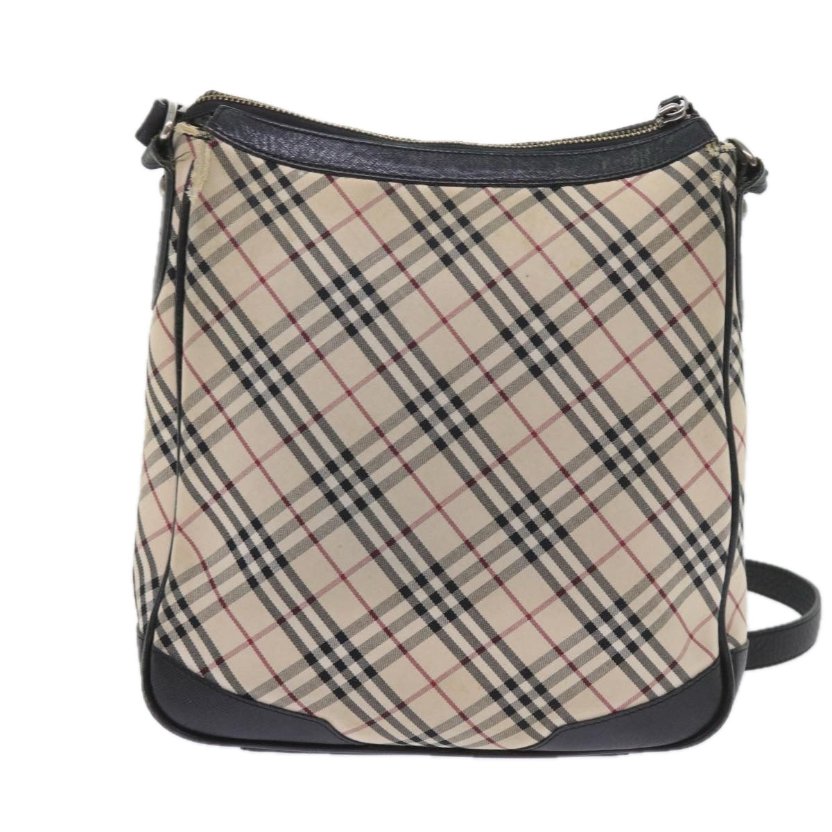 BURBERRY Nova Check Shoulder Bag Nylon Canvas Beige Auth 58493 - 0