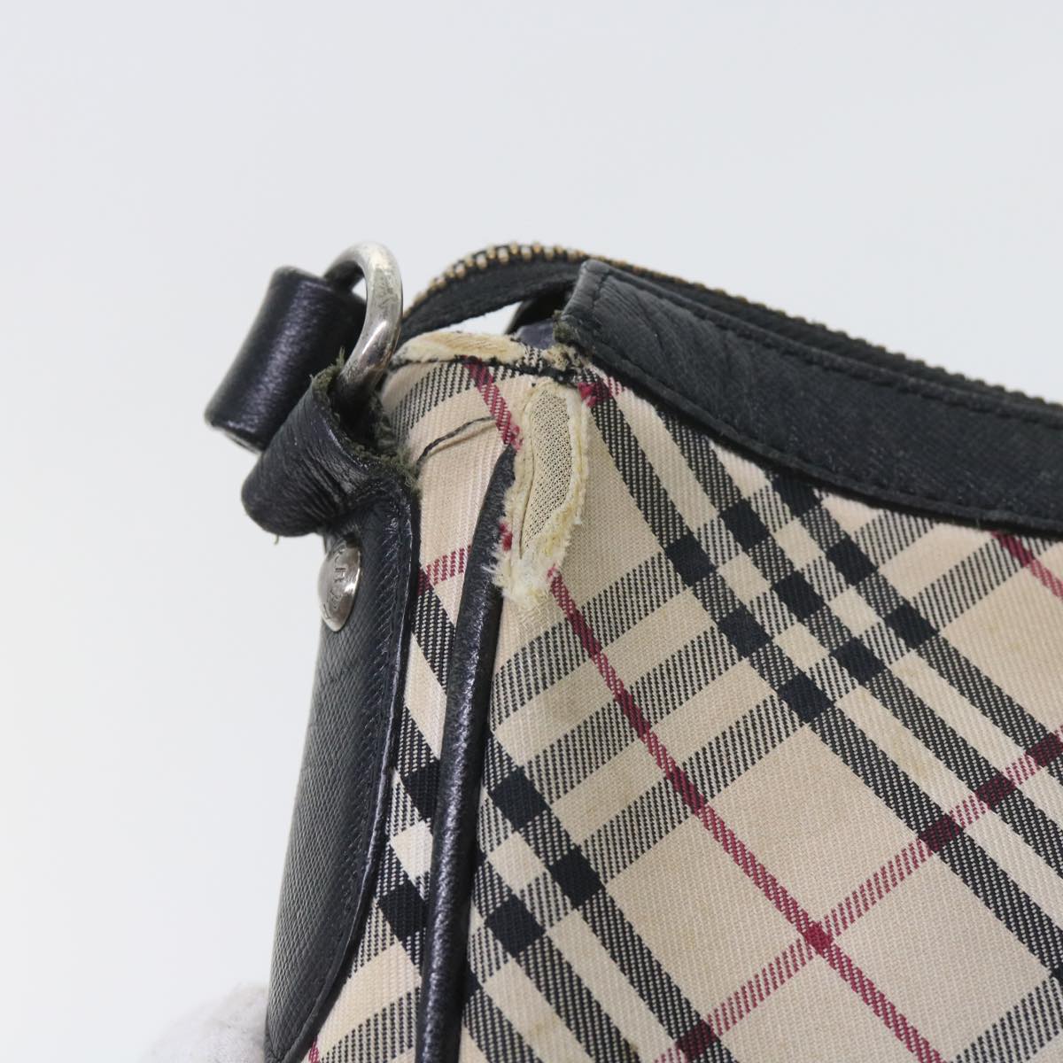 BURBERRY Nova Check Shoulder Bag Nylon Canvas Beige Auth 58493