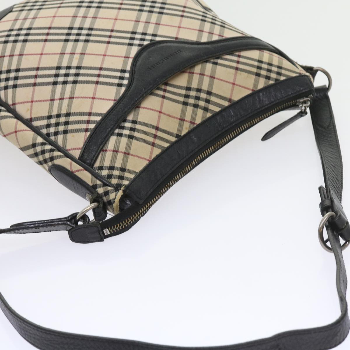 BURBERRY Nova Check Shoulder Bag Nylon Canvas Beige Auth 58493