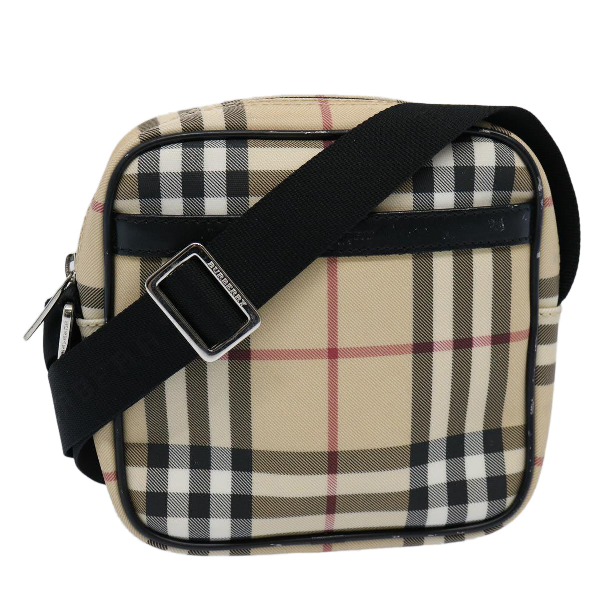 BURBERRY Nova Check Shoulder Bag PVC Beige Black Auth 58498