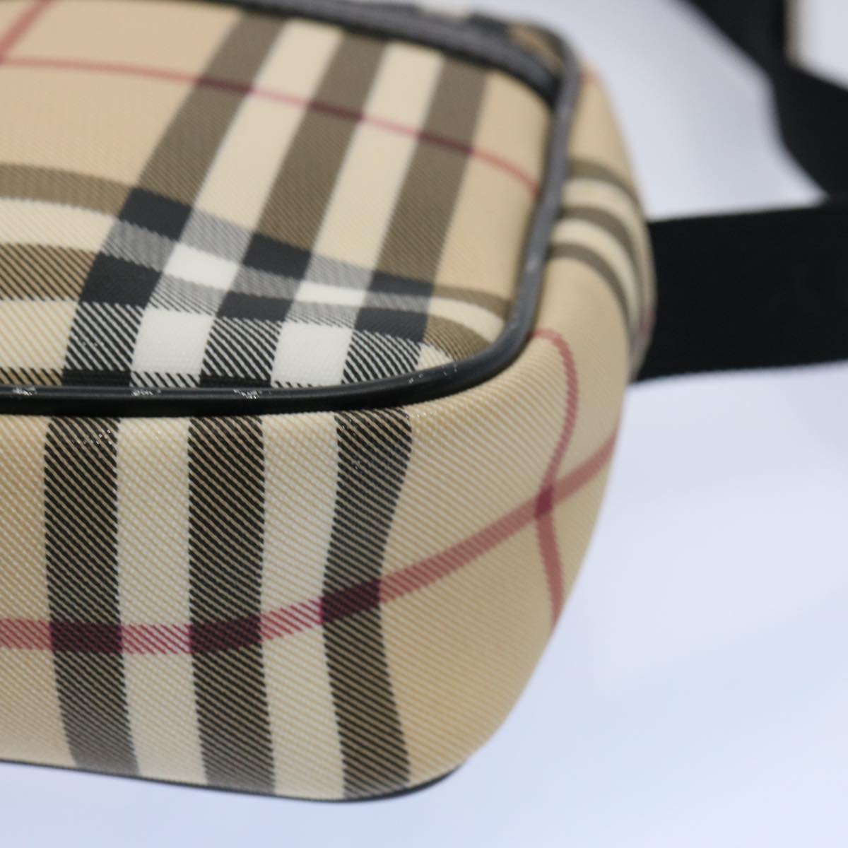 BURBERRY Nova Check Shoulder Bag PVC Beige Black Auth 58498