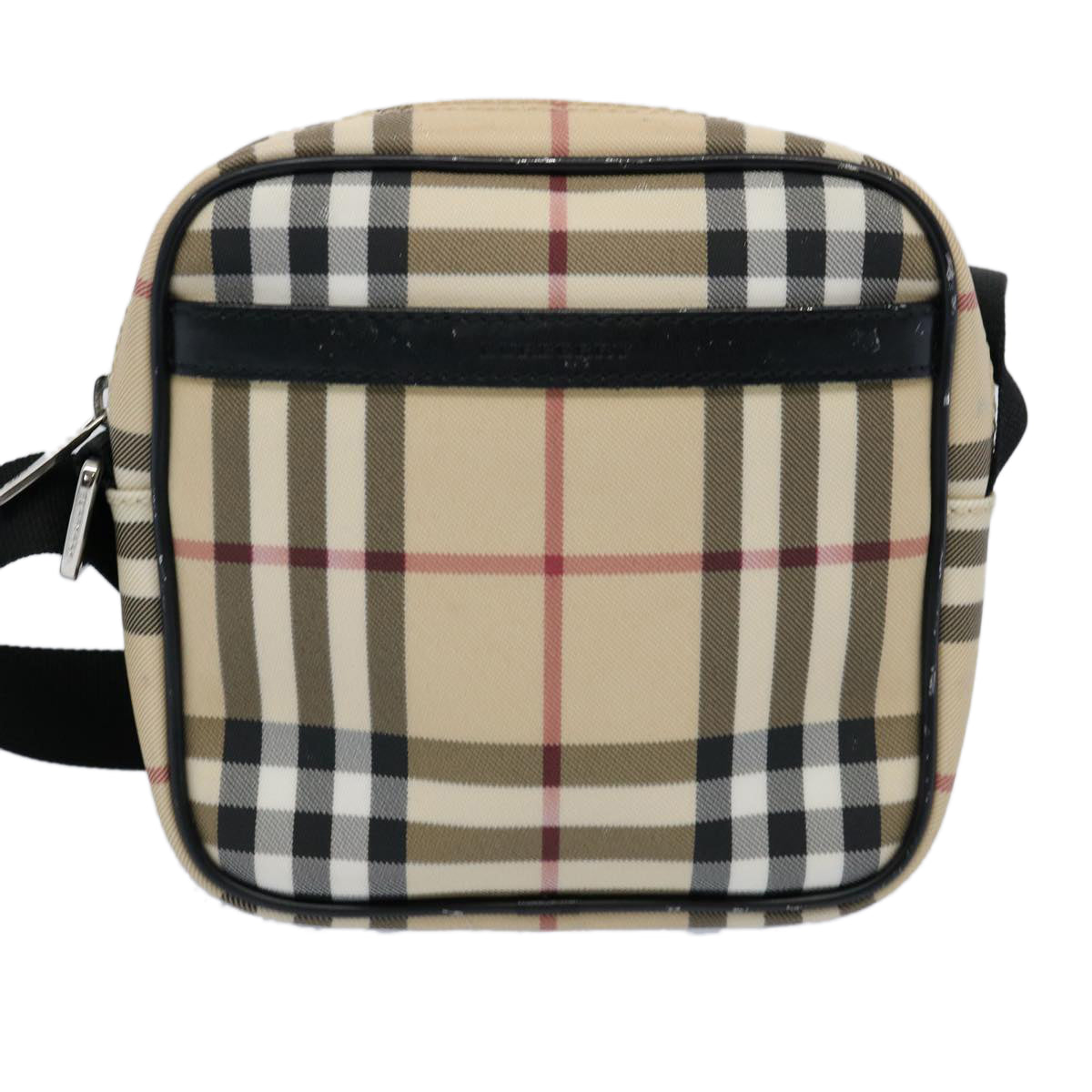 BURBERRY Nova Check Shoulder Bag PVC Beige Black Auth 58498