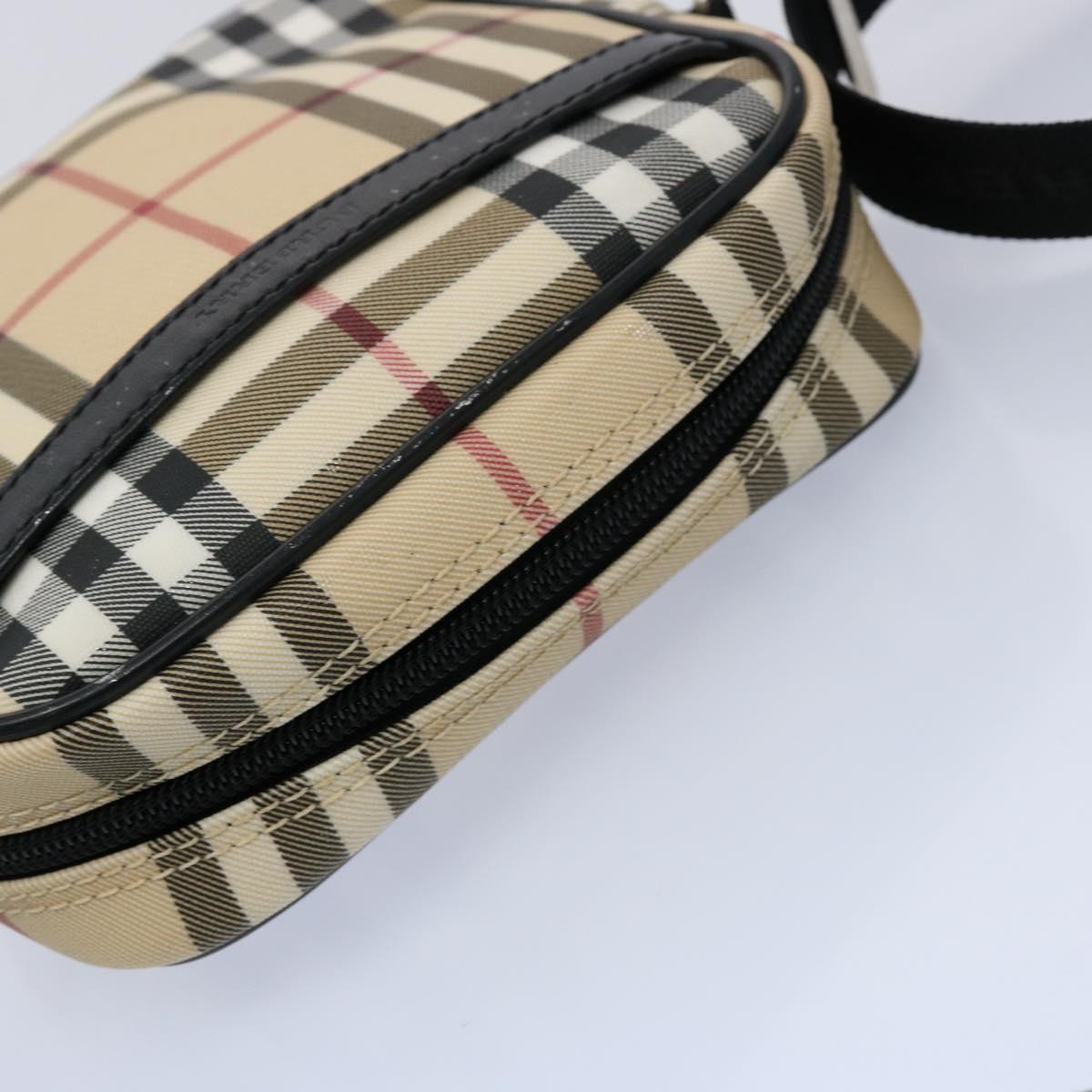 BURBERRY Nova Check Shoulder Bag PVC Beige Black Auth 58498