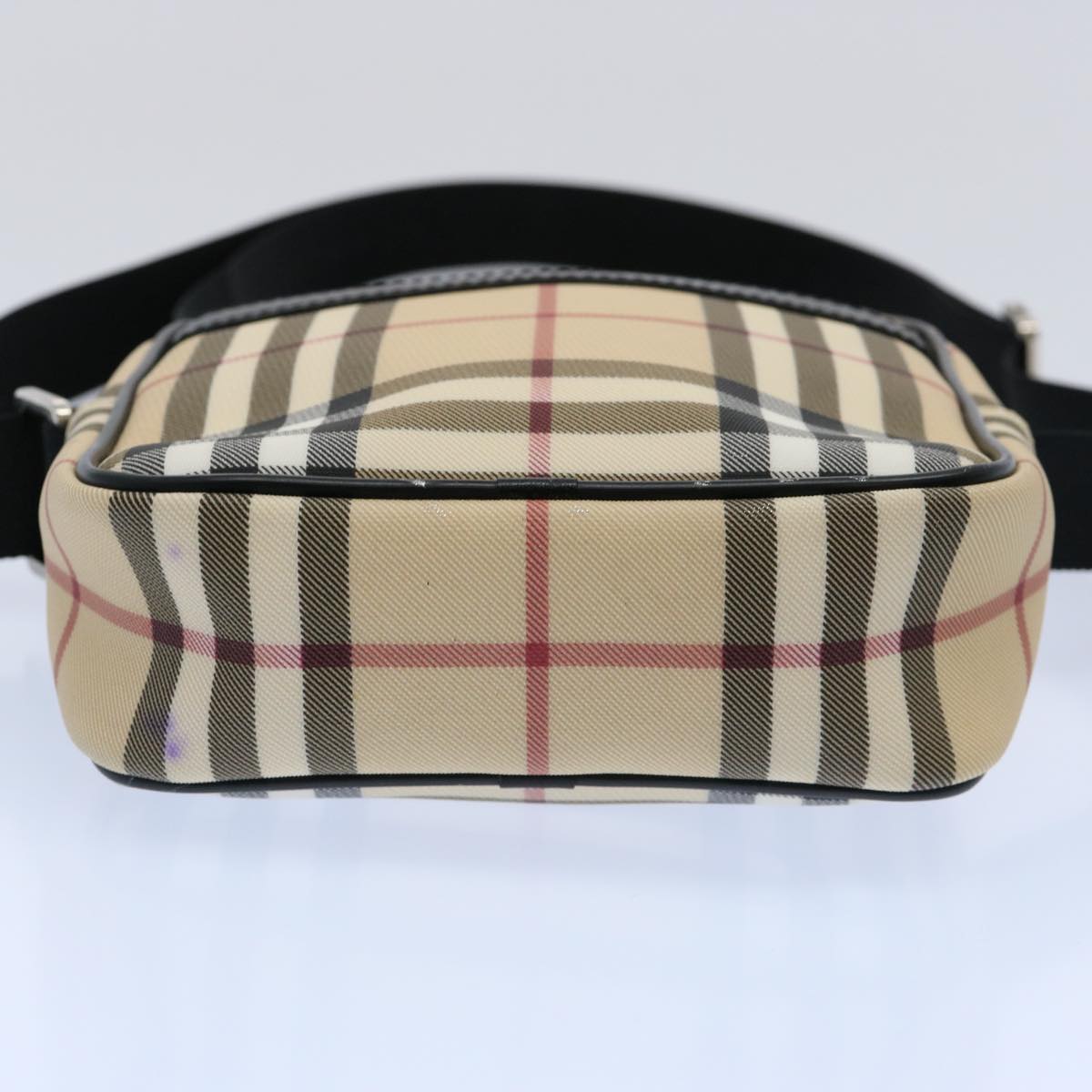 BURBERRY Nova Check Shoulder Bag PVC Beige Black Auth 58498