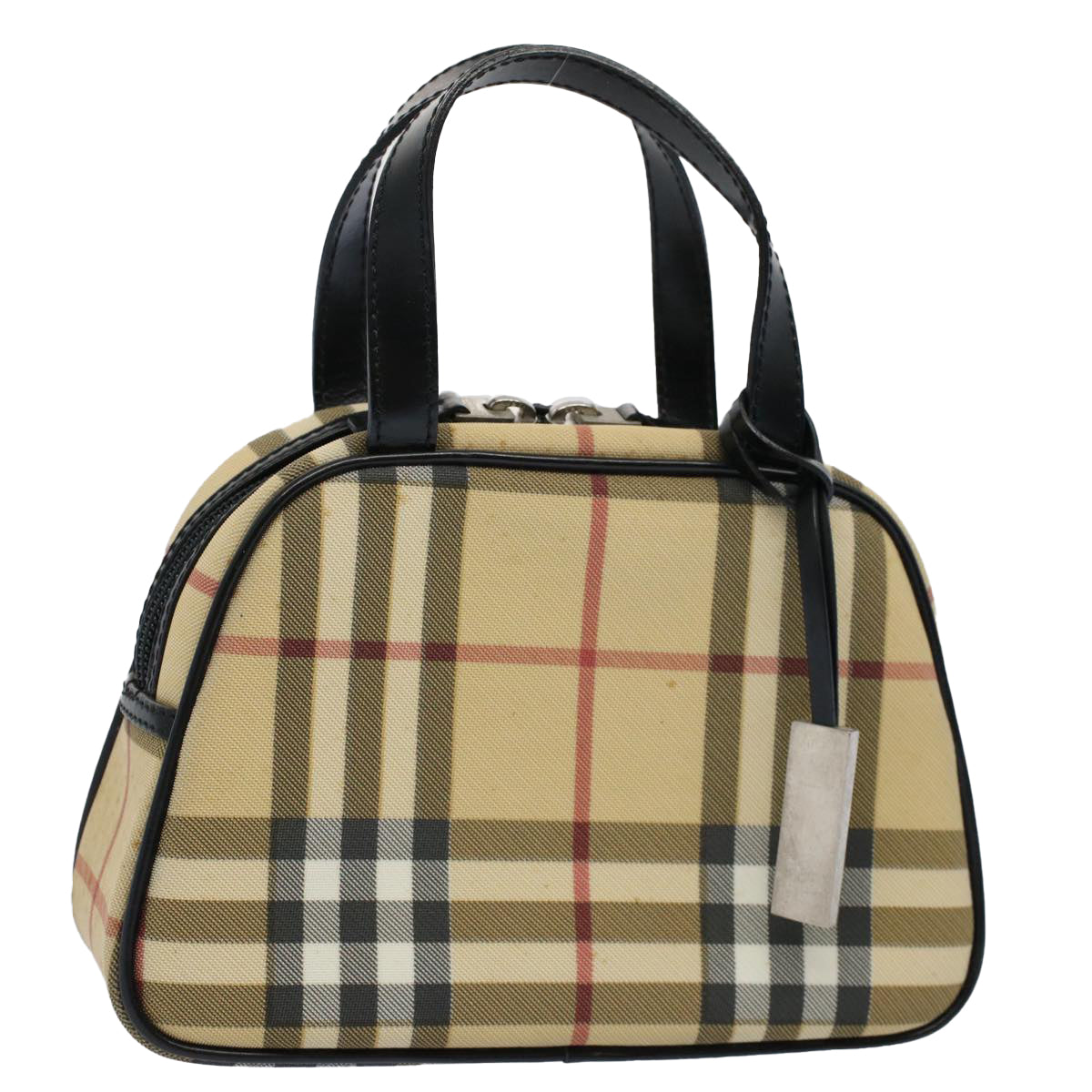 BURBERRY Nova Check Hand Bag PVC Leather Beige Auth 58512