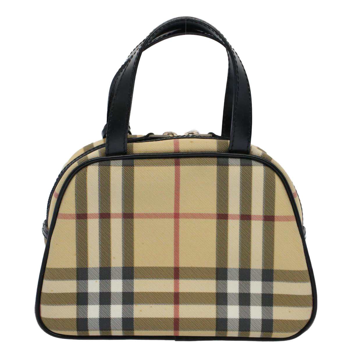 BURBERRY Nova Check Hand Bag PVC Leather Beige Auth 58512 - 0